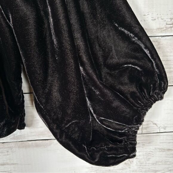 Free People Velvet Marie Pouf Black Crop Top Women Open Back Balloon Sleeve M - Picture 7 of 12